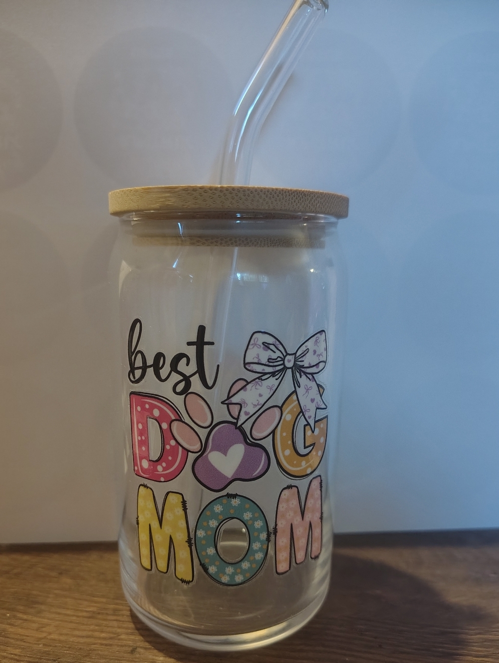 🩰Best Dog Mom Tumbler W/ Bamboo Lid And Glass Straw